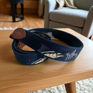 GUY HARVEY Men's Bluefin Swordfish Embroidered Navy Blue Belt Size 38